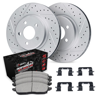 R1 Concepts® - Drilled and Slotted Front Brake Kit with Performance Sport Pads