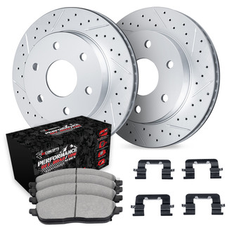 R1 Concepts® - Drilled and Slotted Front Brake Kit with Performance Sport Pads