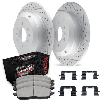 R1 Concepts® - Drilled and Slotted Rear Brake Kit with Performance Sport Pads
