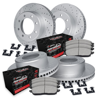 R1 Concepts® - Drilled and Slotted Front and Rear Brake Kit with Performance Sport Pads