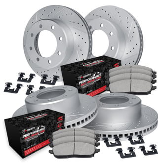 R1 Concepts® - Drilled and Slotted Front and Rear Brake Kit with Performance Sport Pads