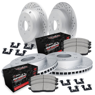 R1 Concepts® - Drilled and Slotted Front and Rear Brake Kit with Performance Sport Pads