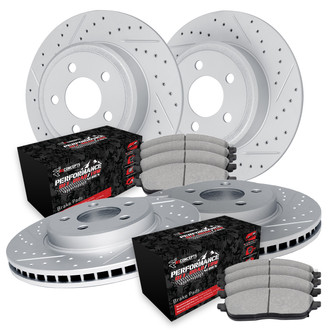 R1 Concepts® - Drilled and Slotted Front and Rear Brake Kit with Performance Sport Pads