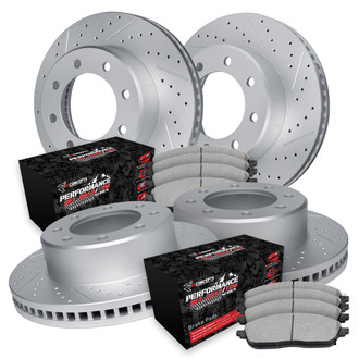 R1 Concepts® - Drilled and Slotted Front and Rear Brake Kit with Performance Sport Pads