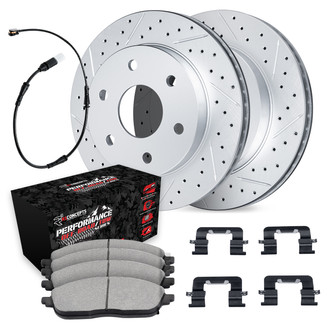 R1 Concepts® - Drilled and Slotted Front Brake Kit with Performance Sport Pads