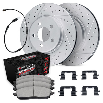 R1 Concepts® - Drilled and Slotted Front Brake Kit with Performance Sport Pads