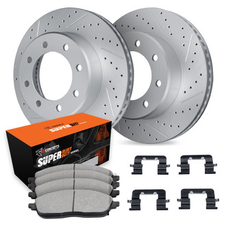 R1 Concepts® - Drilled and Slotted Rear Brake Kit with Super Duty Pads