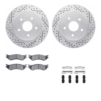 R1 Concepts® - Drilled and Slotted Rear Brake Kit with Super Duty Pads