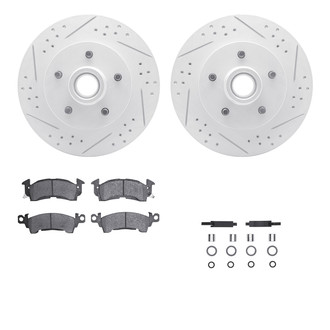 R1 Concepts® WBXH1-47053 - Drilled and Slotted Front Brake Kit with Super Duty Pads