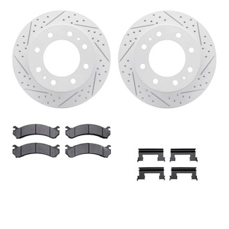 R1 Concepts® - Drilled and Slotted Front Brake Kit with Super Duty Pads