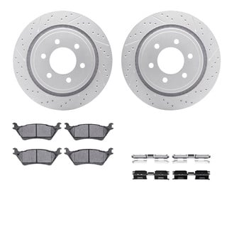 R1 Concepts® - Drilled and Slotted Rear Brake Kit with Super Duty Pads