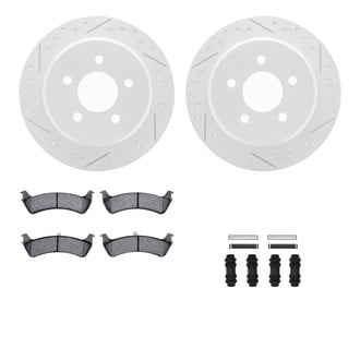 R1 Concepts® - Drilled and Slotted Rear Brake Kit with Super Duty Pads