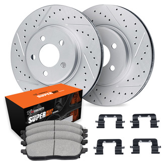 R1 Concepts® - Drilled and Slotted Front Brake Kit with Super Duty Pads