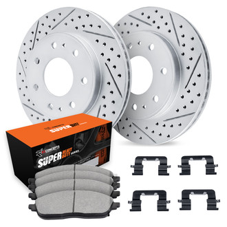 R1 Concepts® - Drilled and Slotted Front Brake Kit with Super Duty Pads