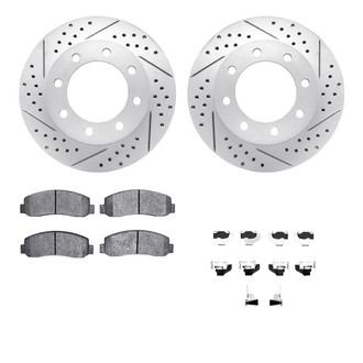 R1 Concepts® WBXH1-99152 - Drilled and Slotted Front Brake Kit with Super Duty Pads