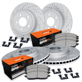 R1 Concepts® - Drilled and Slotted Brake Kit with Super Duty Pads