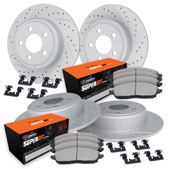R1 Concepts® - Drilled and Slotted Front and Rear Brake Kit with Super Duty Pads