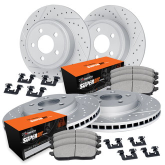 R1 Concepts® - Drilled and Slotted Front and Rear Brake Kit with Super Duty Pads