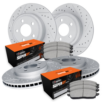 R1 Concepts® - Drilled and Slotted Front and Rear Brake Kit with Super Duty Pads