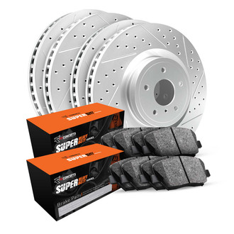 R1 Concepts® WBXN2-54043 - Drilled and Slotted Front and Rear Brake Kit with Super Duty Pads
