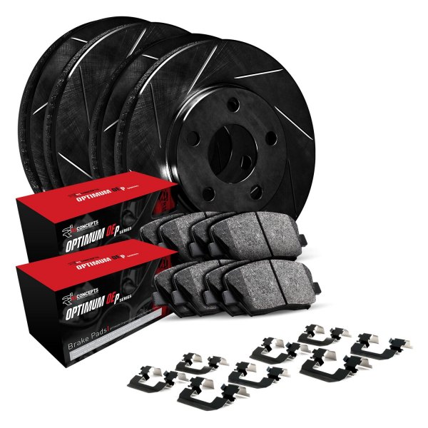  R1 Concepts® - Slotted Front and Rear Brake Kit with Optimum OE Pads