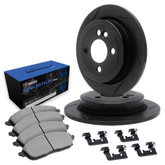 R1 Concepts® - Slotted Front Brake Kit with Semi-Met Pads