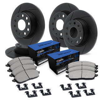 R1 Concepts® - Slotted Front and Rear Brake Kit with Semi-Met Pads