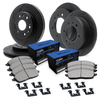 R1 Concepts® - Slotted Front and Rear Brake Kit with Semi-Met Pads