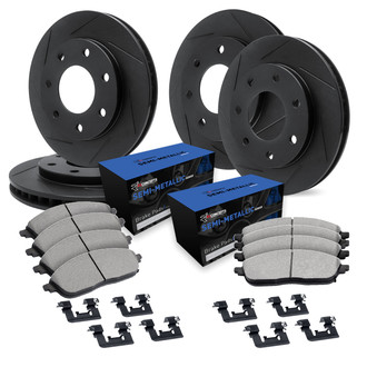 R1 Concepts® - Slotted Front and Rear Brake Kit with Semi-Met Pads