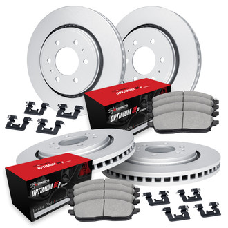 R1 Concepts® - Plain Front and Rear Brake Kit with Optimum OE Pads