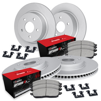 R1 Concepts® - Plain Front and Rear Brake Kit with Optimum OE Pads