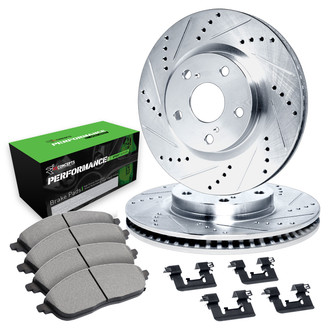R1 Concepts® - Drilled and Slotted Front Brake Kit with Performance Sport Pads