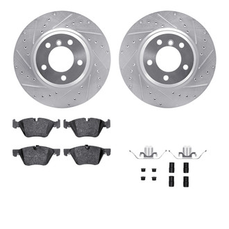 R1 Concepts® - Drilled and Slotted Front Brake Kit with Performance Sport Pads