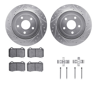 R1 Concepts® - Drilled and Slotted Rear Brake Kit with Performance Sport Pads