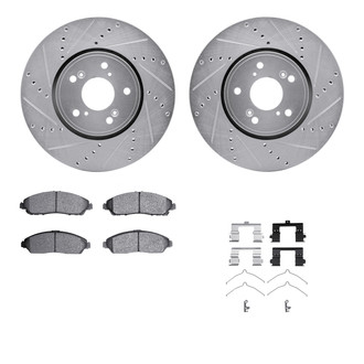 R1 Concepts® - Drilled and Slotted Front Brake Kit with Performance Sport Pads