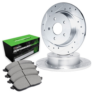 R1 Concepts® - Drilled and Slotted Rear Brake Kit with Performance Sport Pads