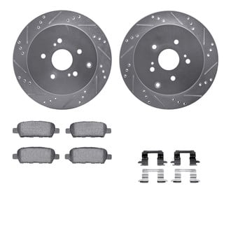 R1 Concepts® - Drilled and Slotted Rear Brake Kit with Euro Ceramic Pads