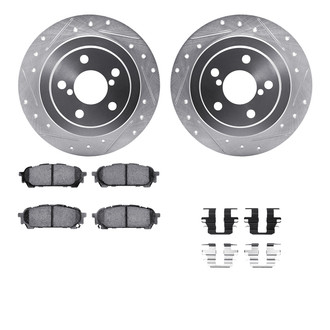 R1 Concepts® - Drilled and Slotted Rear Brake Kit with Euro Ceramic Pads