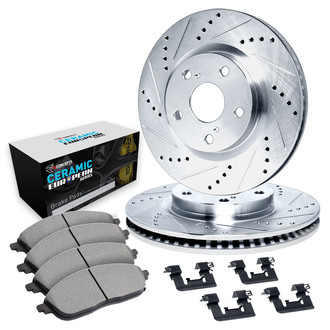 R1 Concepts® - Drilled and Slotted Rear Brake Kit with Euro Ceramic Pads