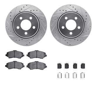 R1 Concepts® - Drilled and Slotted Front Brake Kit with Euro Ceramic Pads
