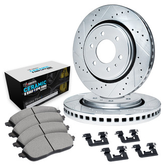 R1 Concepts® - Drilled and Slotted Rear Brake Kit with Euro Ceramic Pads