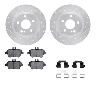 R1 Concepts® - Drilled and Slotted Rear Brake Kit with Euro Ceramic Pads