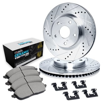 R1 Concepts® - Drilled and Slotted Front Brake Kit with Euro Ceramic Pads