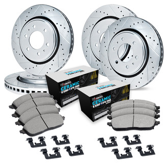 R1 Concepts® - Drilled and Slotted Front and Rear Brake Kit with Euro Ceramic Pads