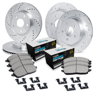 R1 Concepts® - Drilled and Slotted Front and Rear Brake Kit with Euro Ceramic Pads