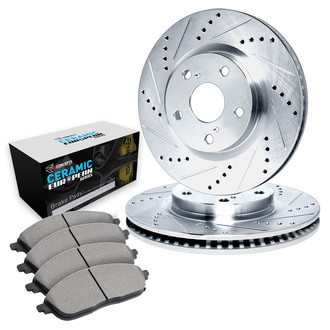 R1 Concepts® - Drilled and Slotted Front Brake Kit with Euro Ceramic Pads