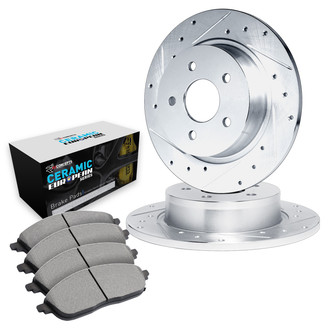 R1 Concepts® - Drilled and Slotted Rear Brake Kit with Euro Ceramic Pads