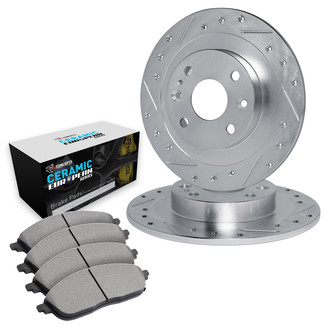 R1 Concepts® - Drilled and Slotted Rear Brake Kit with Euro Ceramic Pads
