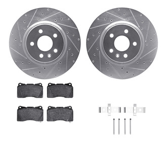 R1 Concepts® - Drilled and Slotted Front Brake Kit with Optimum OE Pads