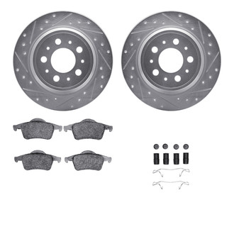 R1 Concepts® - Drilled and Slotted Rear Brake Kit with Optimum OE Pads